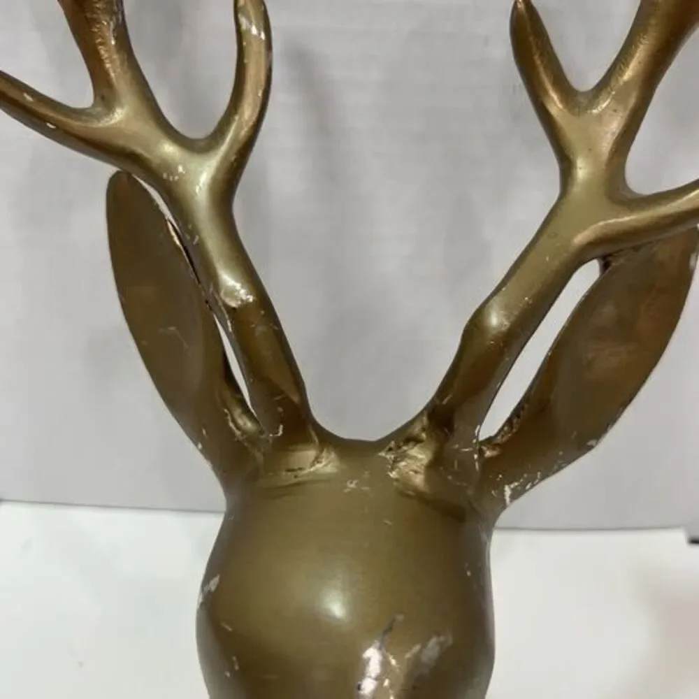 Metal Wall Mount Deer Head Bronze Finish 11 inches Stag Gazelle Figurine Statue